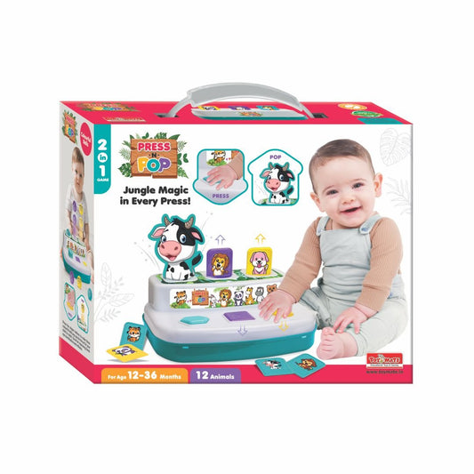 Press and Pop - A 2 in 1 animals and 3 colourful balls pop up learning educational toy