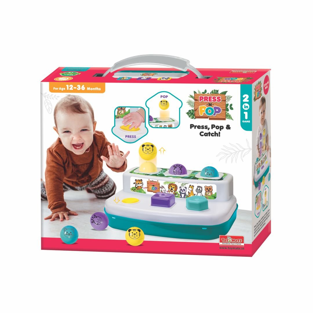 Press and Pop - A 2 in 1 animals and 3 colourful balls pop up learning educational toy