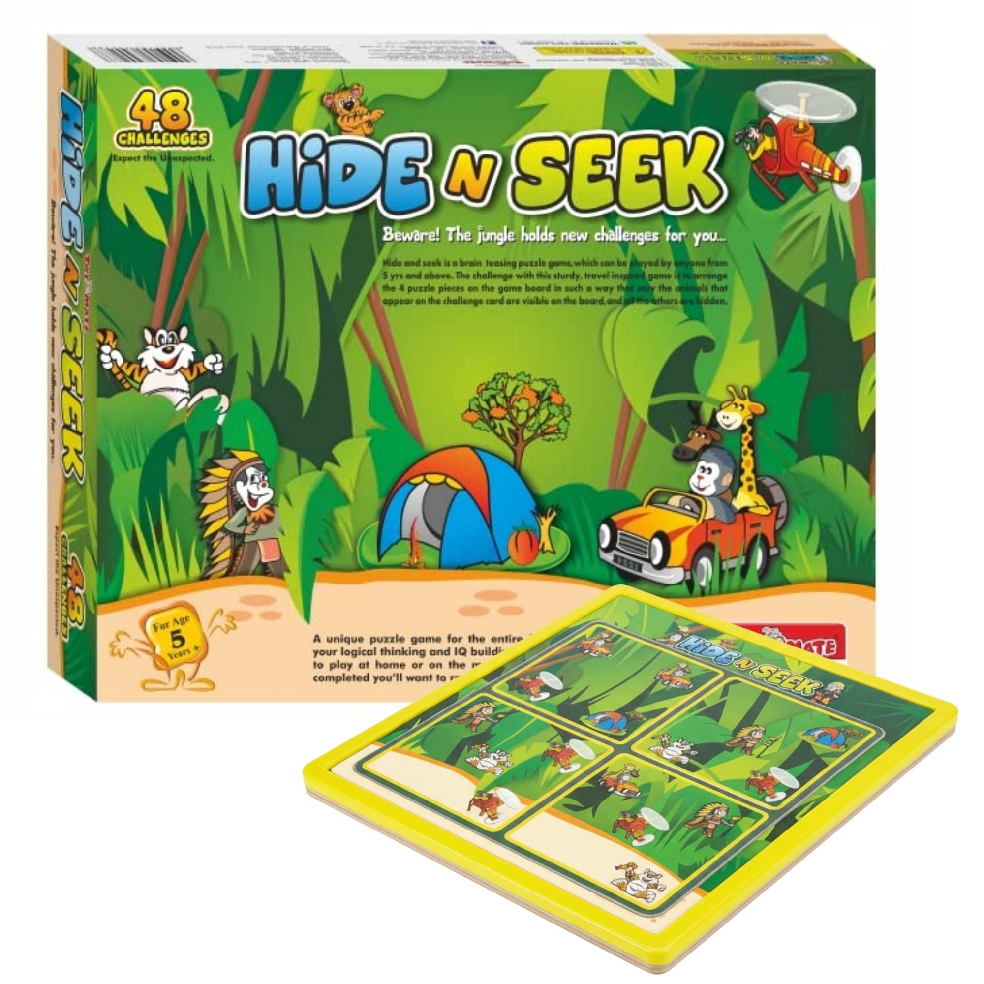 Hide N Seek Jungle A Puzzle Board Game | 48 Logic Challenges for Kids & Adults