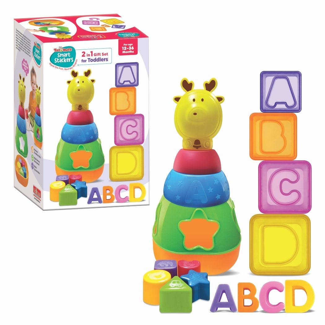Smart Stackers – 2-in-1 Educational Gift Set for Toddlers (12–36 Months) Stack the Fun, Sort the Shapes – Learn, Play & Grow!
