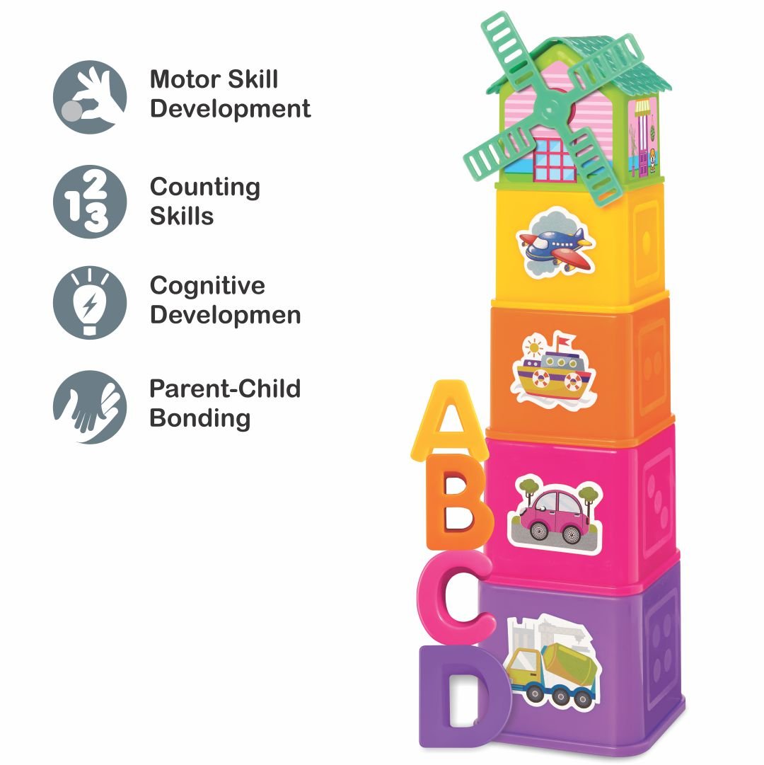 Windmill ABC Tower - Stacking & Nesting Cube for Age 12 Months & Above