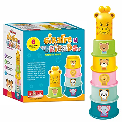 Giraffe N Friends – Stacking & Nesting Animal Cups | 6 Colourful Cups | Early Learning Toy for Babies (Age 12-36 Months)