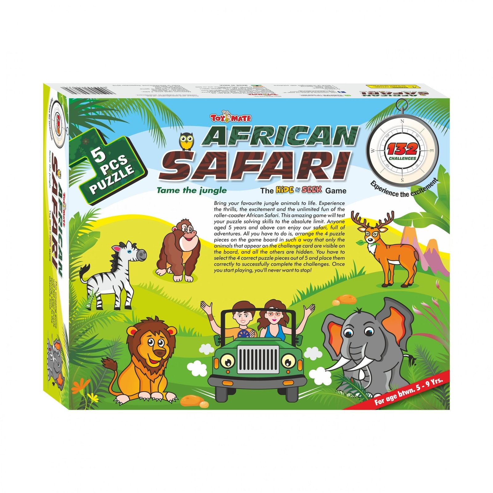 African Safari Logic Puzzle Game | 132 Challenges | 5-Piece Puzzle Set | Brain Teaser for Kids