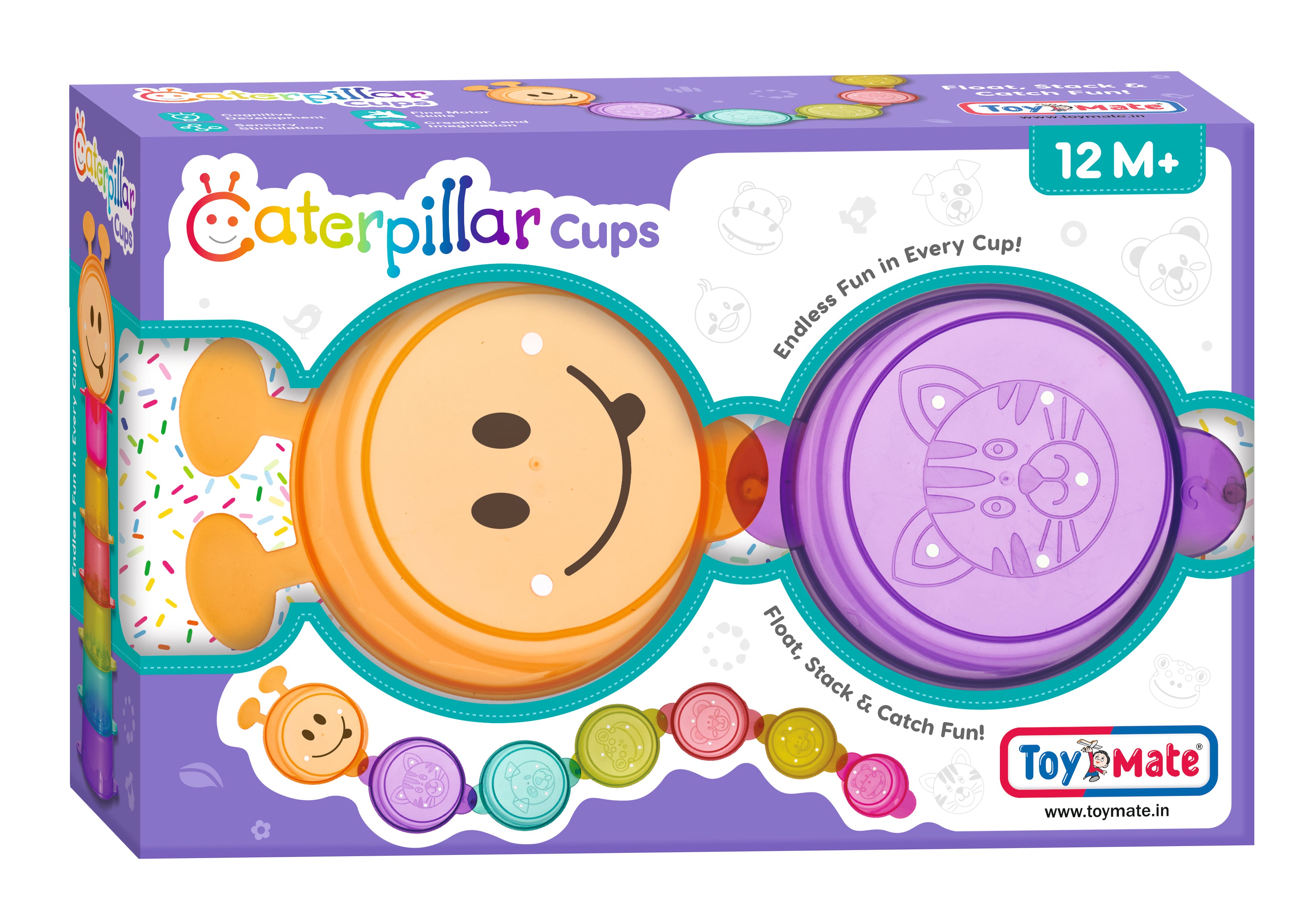Toymate Caterpillar Cups – Stack, Float & Catch Fun for Toddlers (12M+)