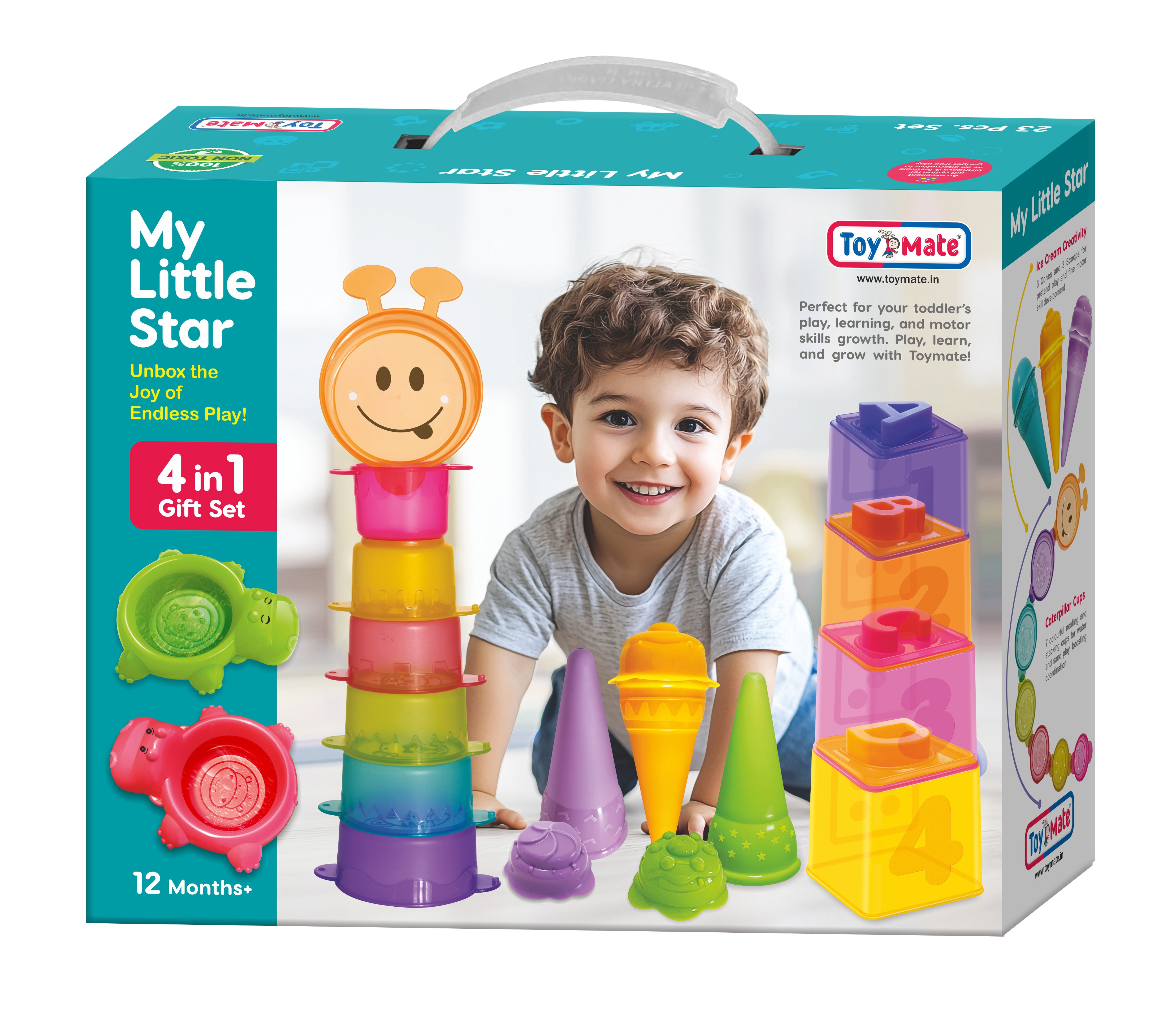 My Little Star –A 4 in 1 Gift Set with Bath Toys, Stacking Cups & Sorting Blocks for Toddlers For Ages 12 Months+