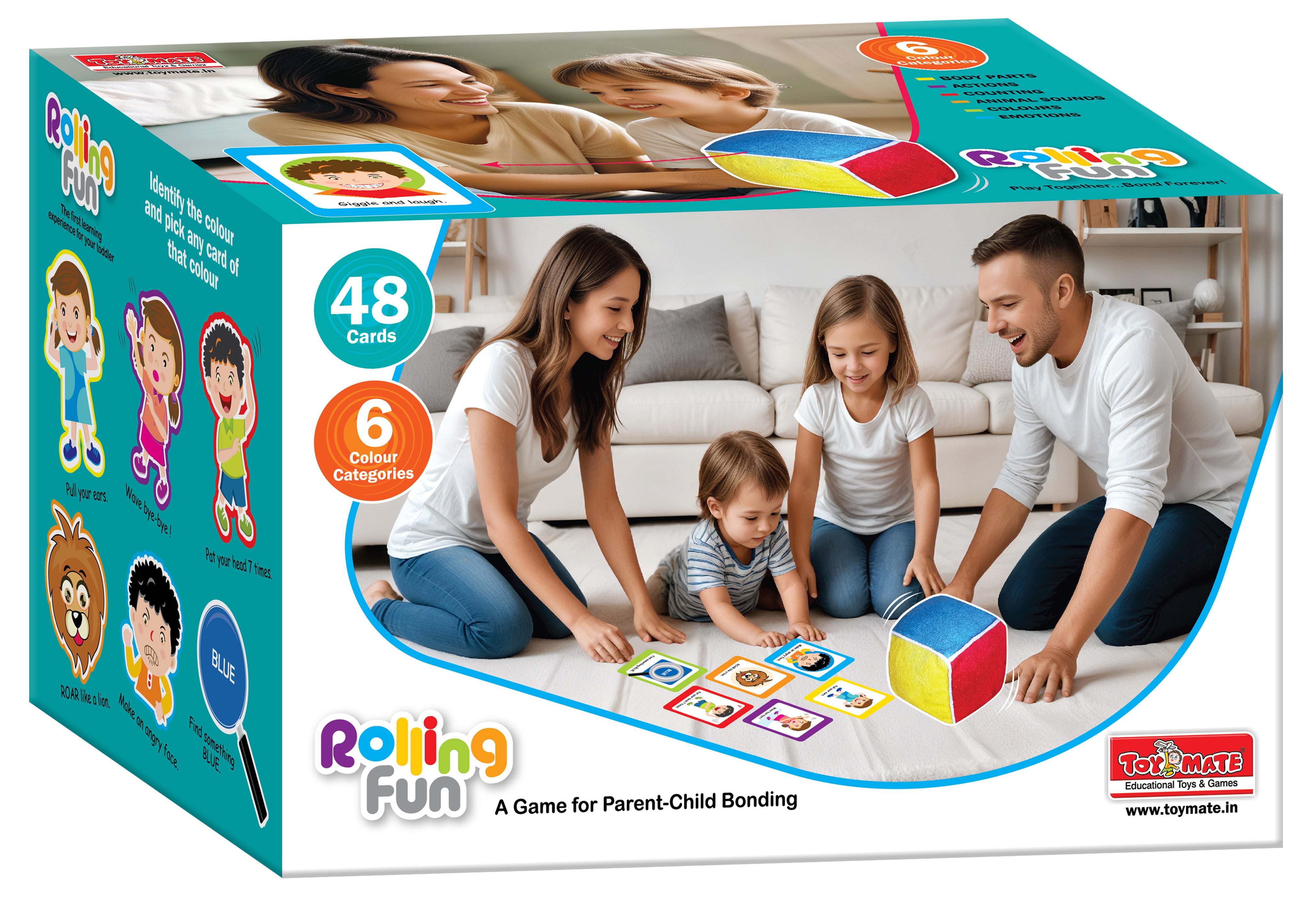 Rolling Fun – The Ultimate Learning Cube & Activity Cards Set for Toddlers 48 Cards | 6 Color Categories