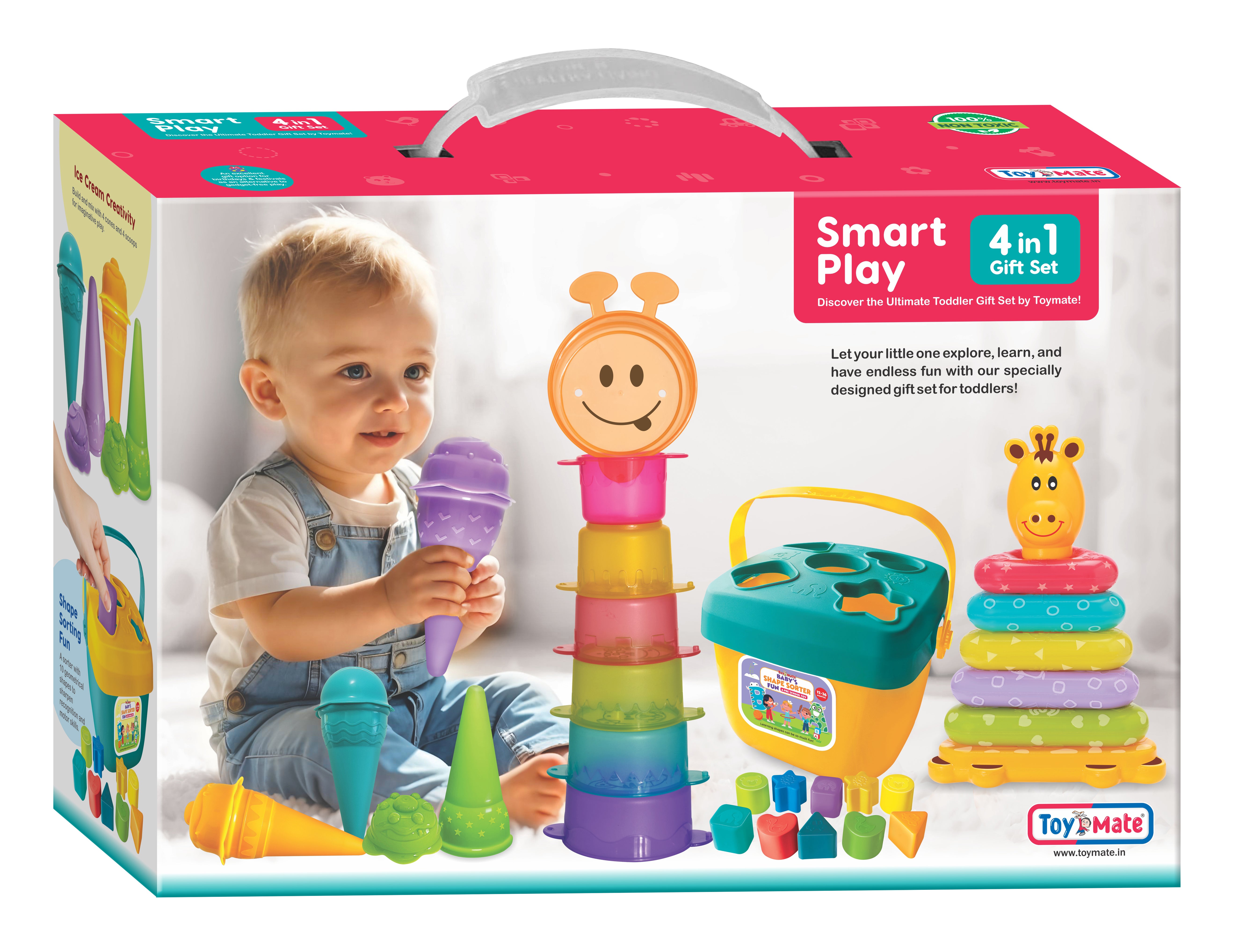 Smart Play 4-in-1 Toddler Toy Set by Toymate | Baby Learning & Activity Kit for 12+ Months