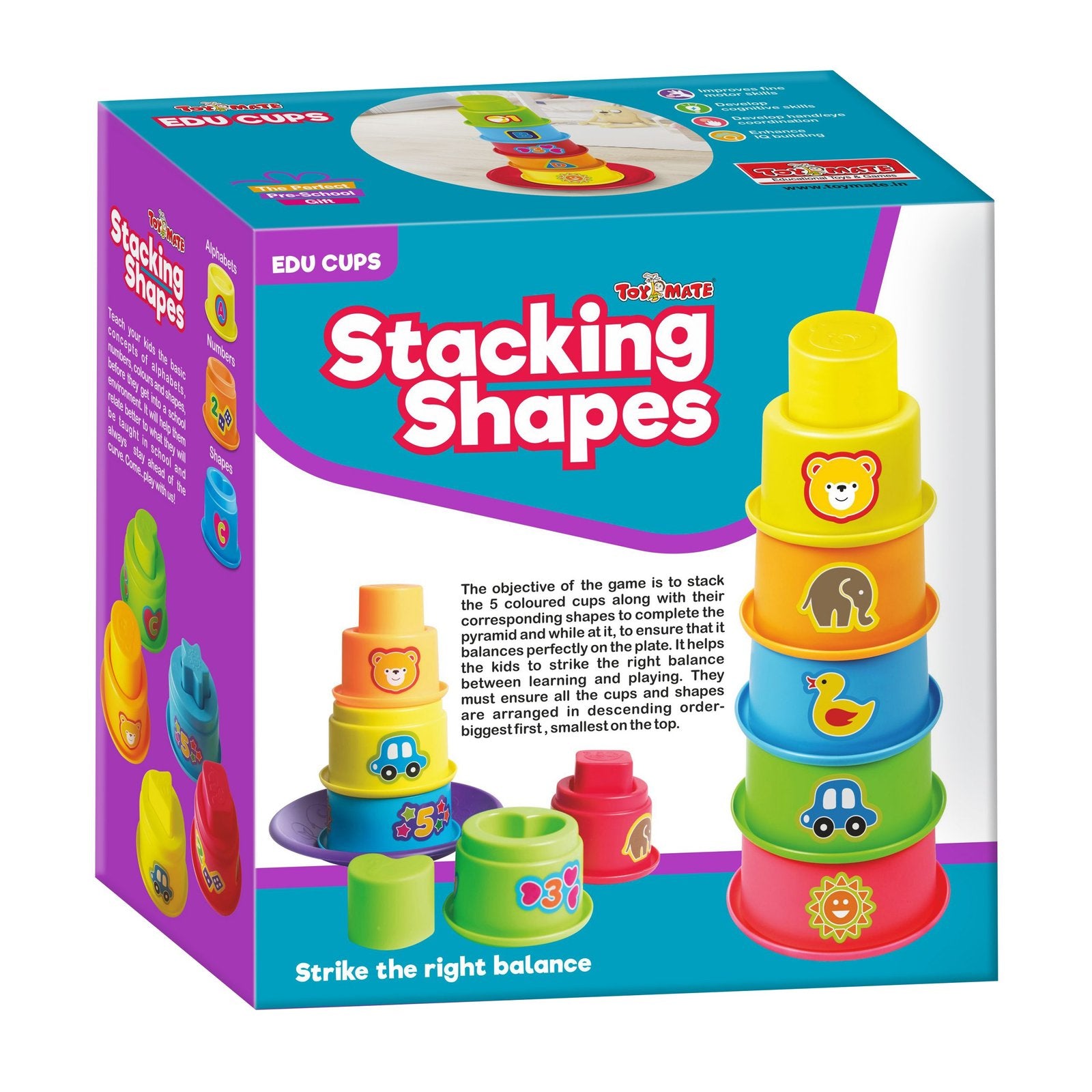 Stacking Shapes EDU Cups | Color & Shape Sorting Toy for Toddlers
