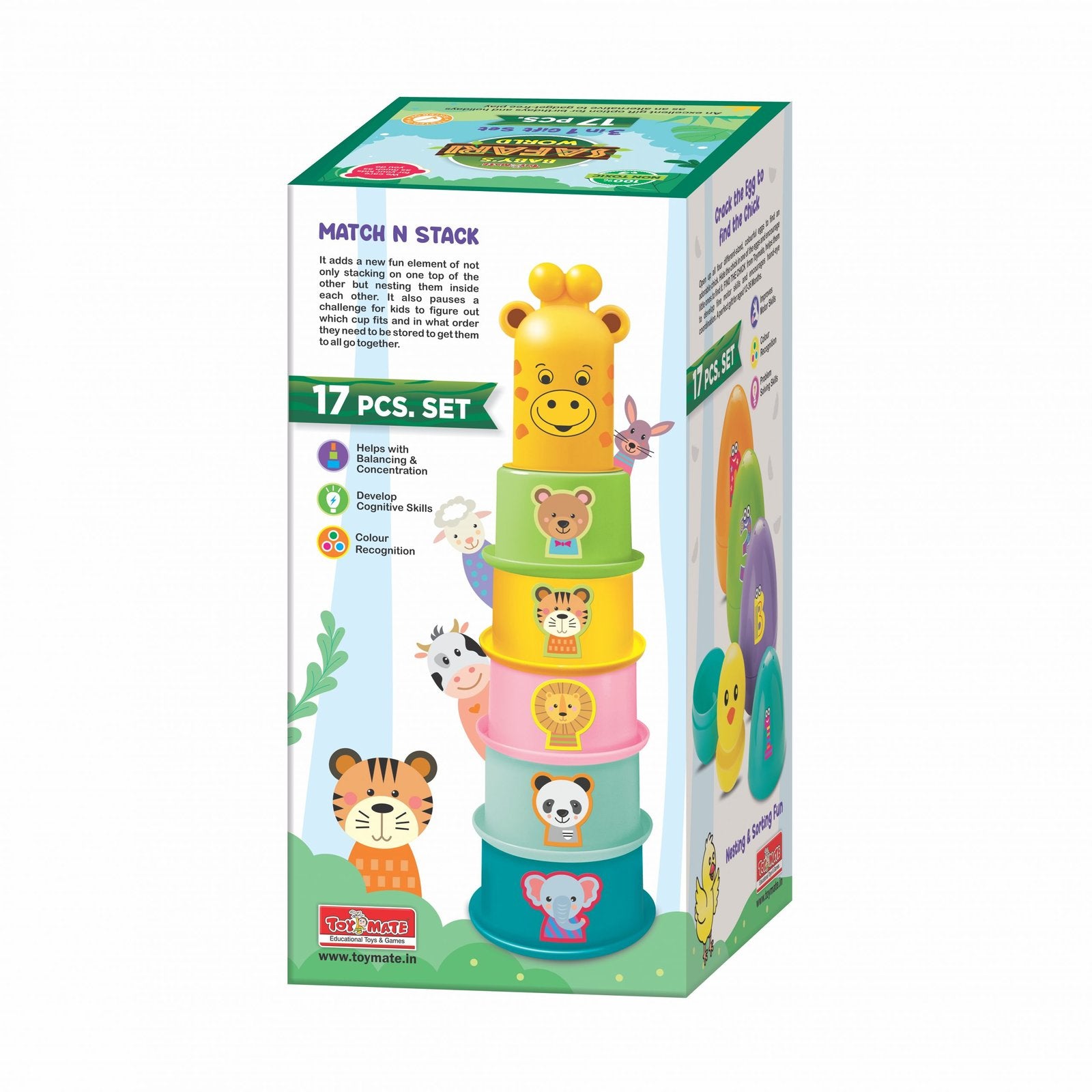 Baby’s Safari World 3-in-1 Gift Set – 17 PCS | Educational Nesting, Stacking & Sorting Toy for Toddlers (12–36 Months)