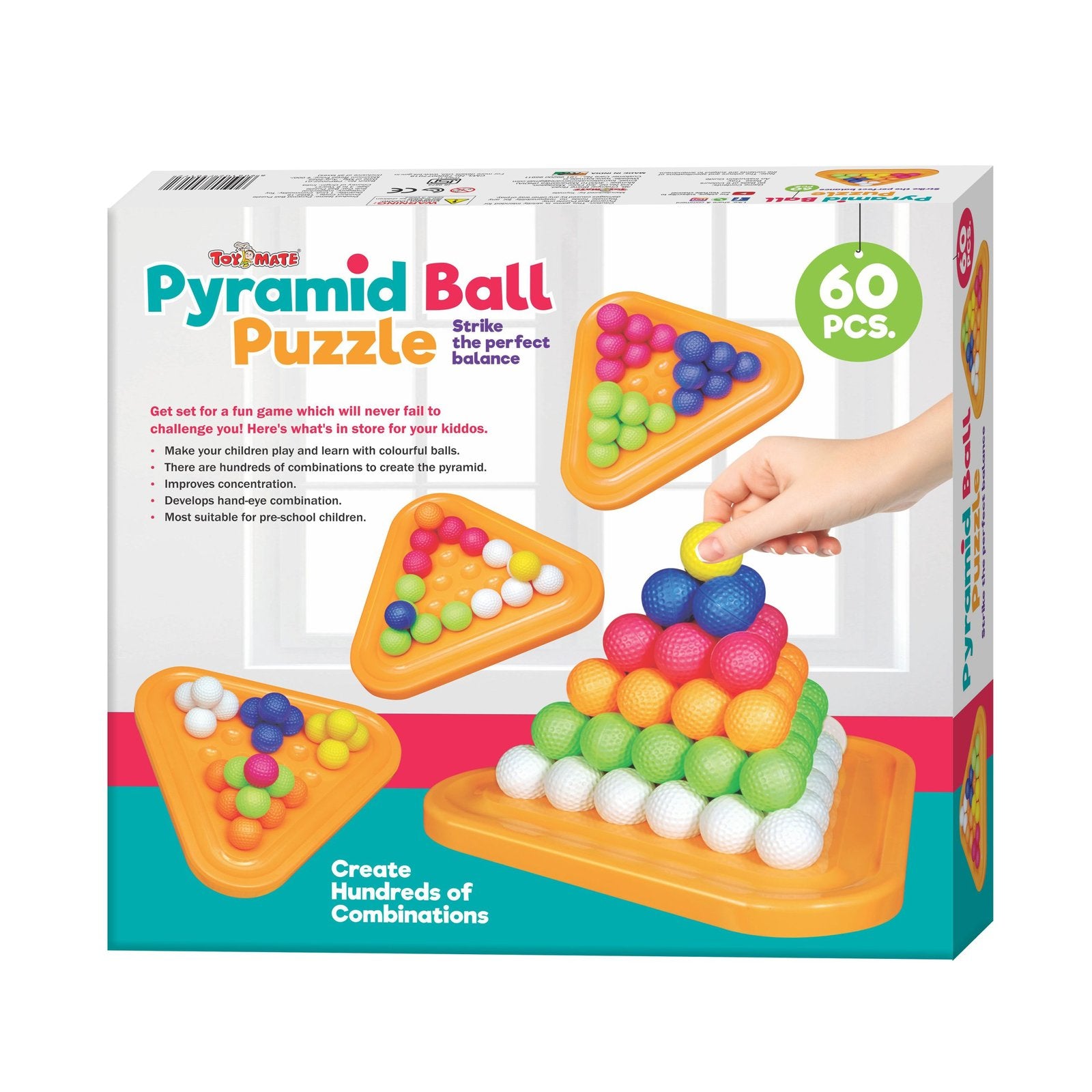Pyramid Ball Puzzle – 60 PCS Brain-Boosting Game for Kids (Ages 4-6)