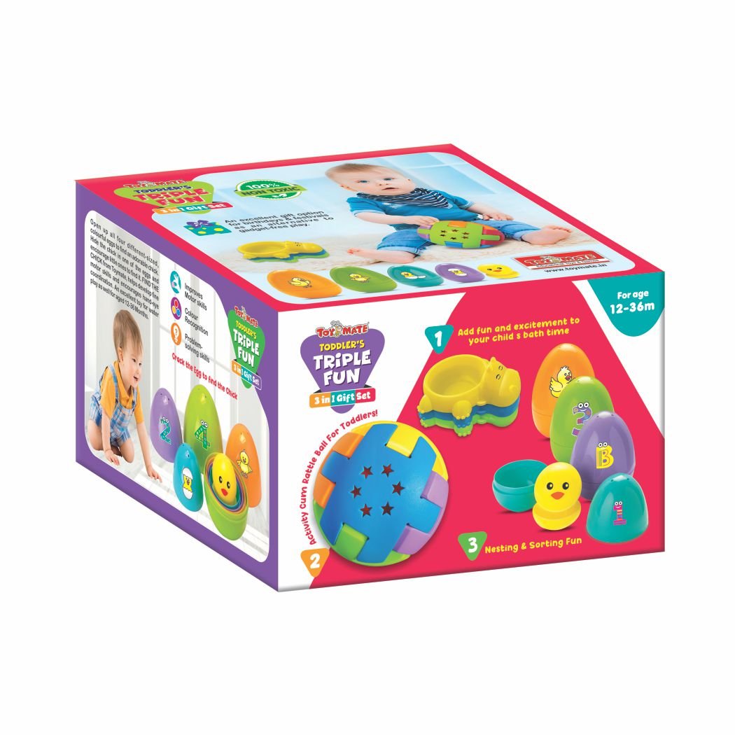Toddler’s Triple Fun – 3-in-1 Gift Set | Educational Baby Toy Set for Kids Aged 12-36 Months