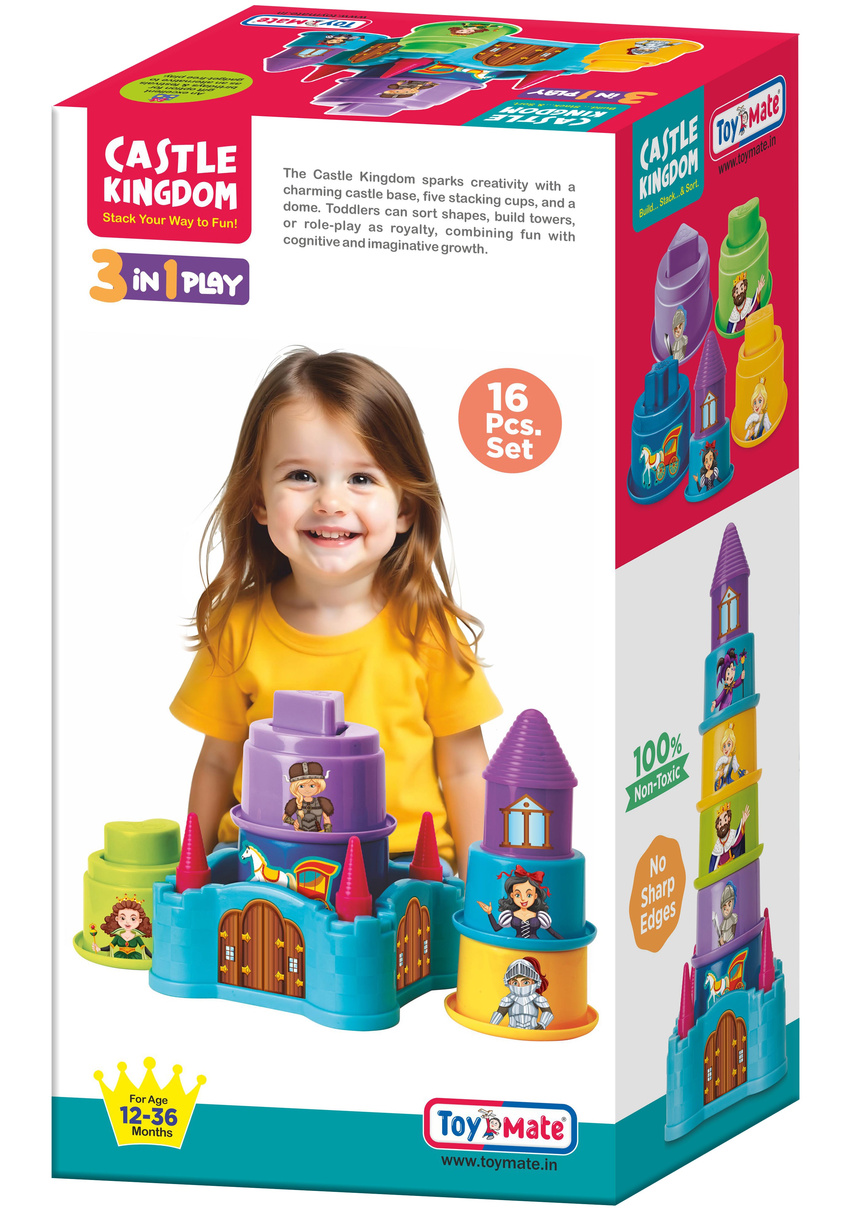 Castle Kingdom 🏰 – 3-in 1 Stack, Build & Sort Toy Set (16 Pcs)