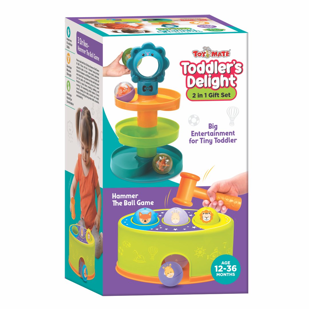 Toymate Toddler’s Delight – 2-in-1 Gift Set | Hammer Ball Game + Spiral Rolling Ball Tower