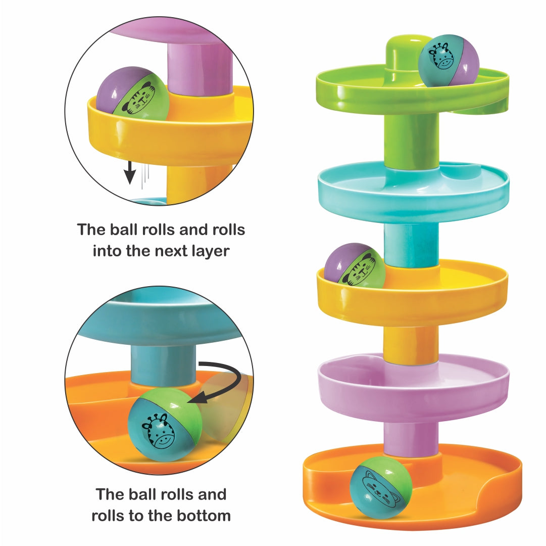 Baby Spiral Fun – 5-Tier Ball Drop Toy