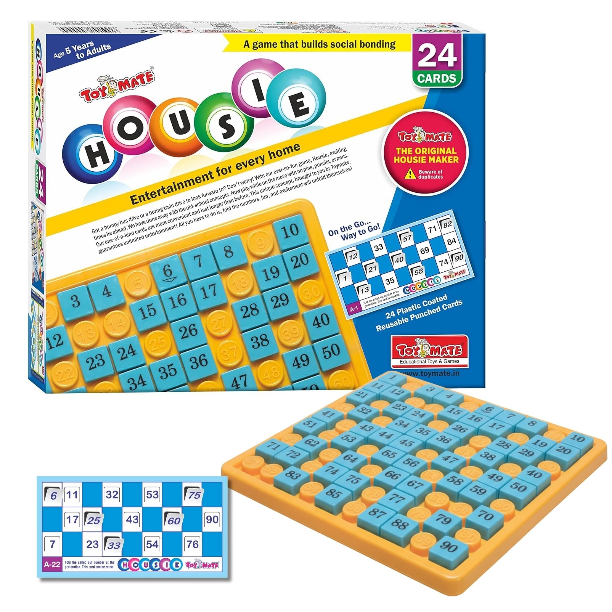 Housie 24 Reusable Cards | Classic Tambola Set for Family Fun (Ages 5+)