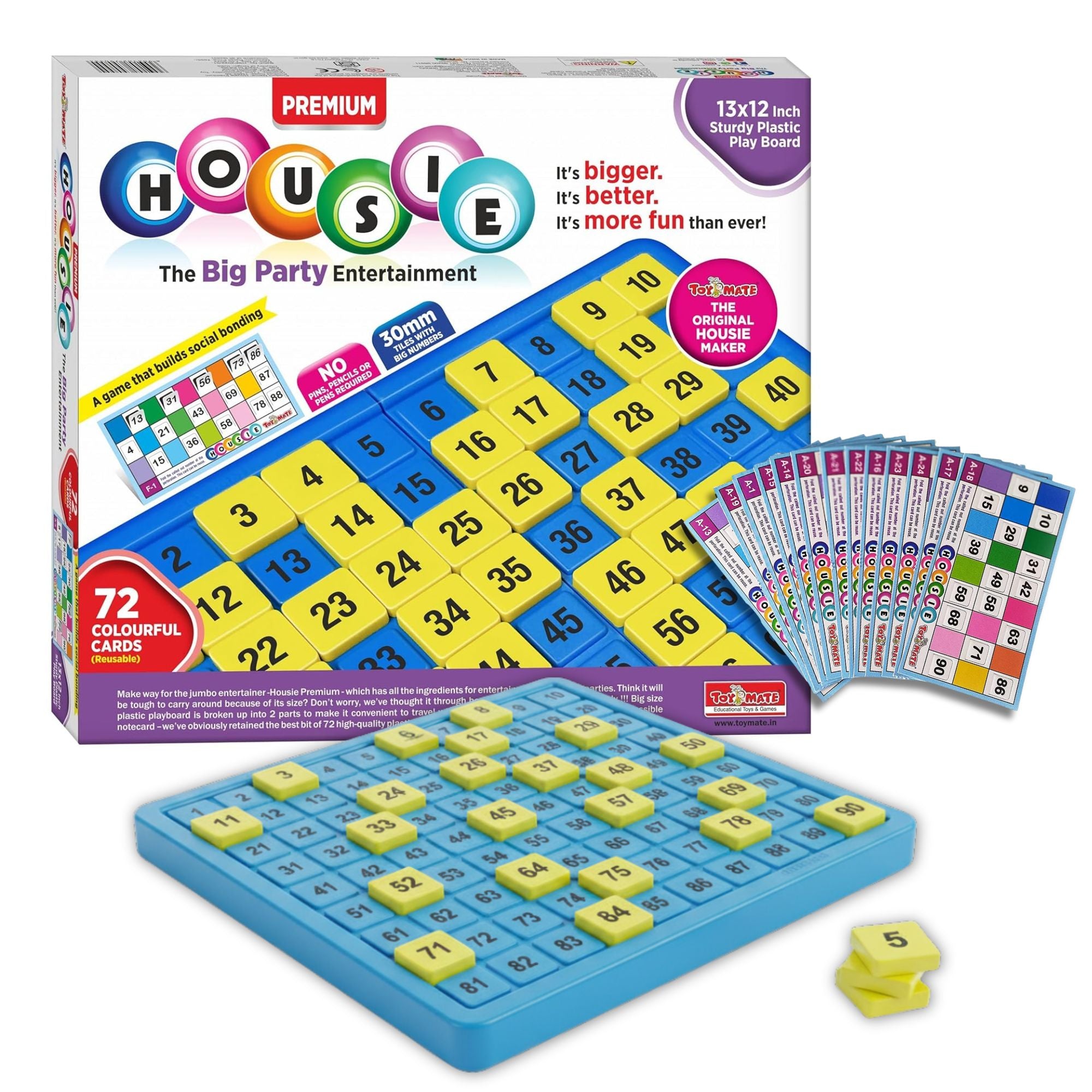 Premium Housie – The Big Party Entertainment | Jumbo Housie Game with Reusable Cards & Big Board