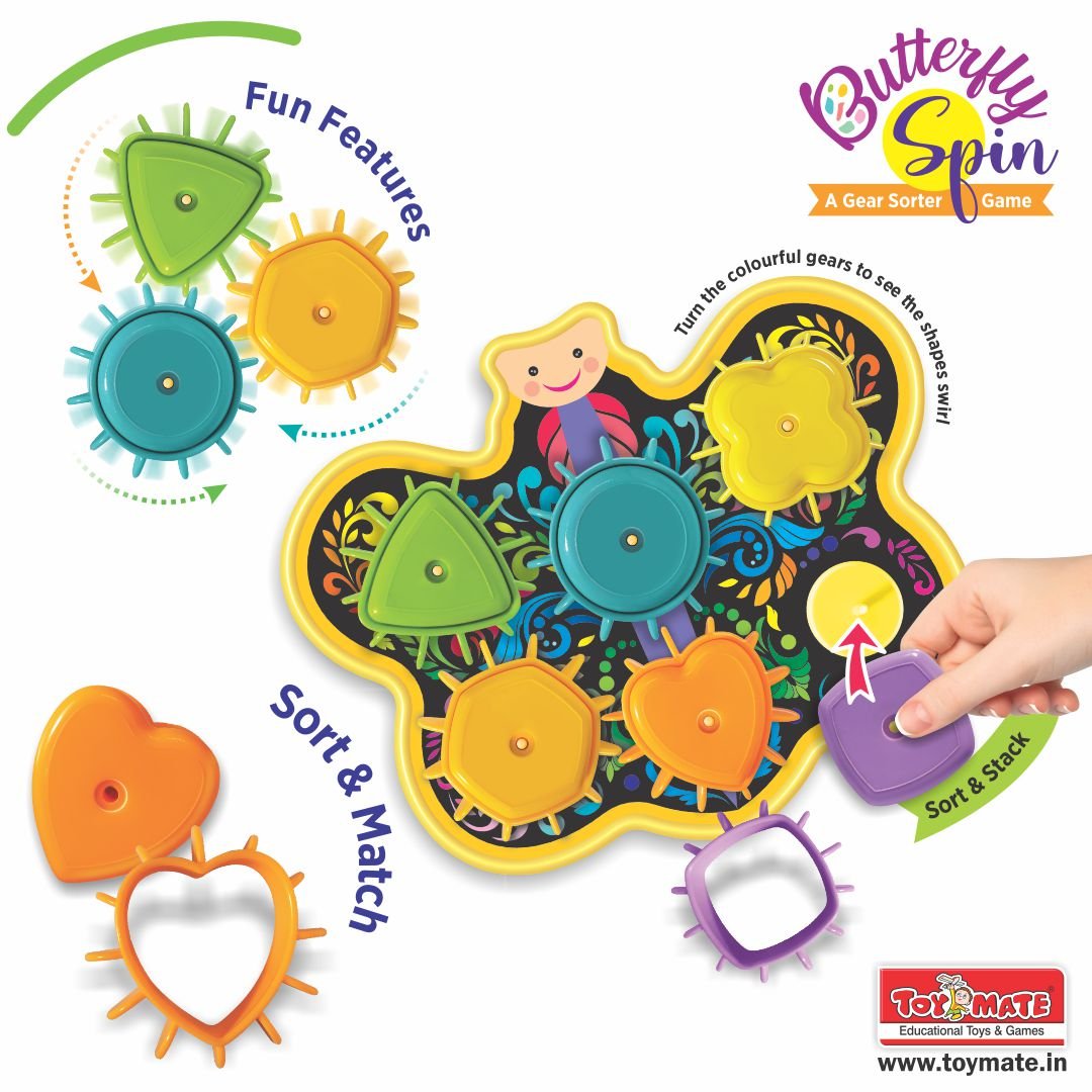 Butterfly Spin - A Gear Sorter Toy for Kids Age 18-36 Months
