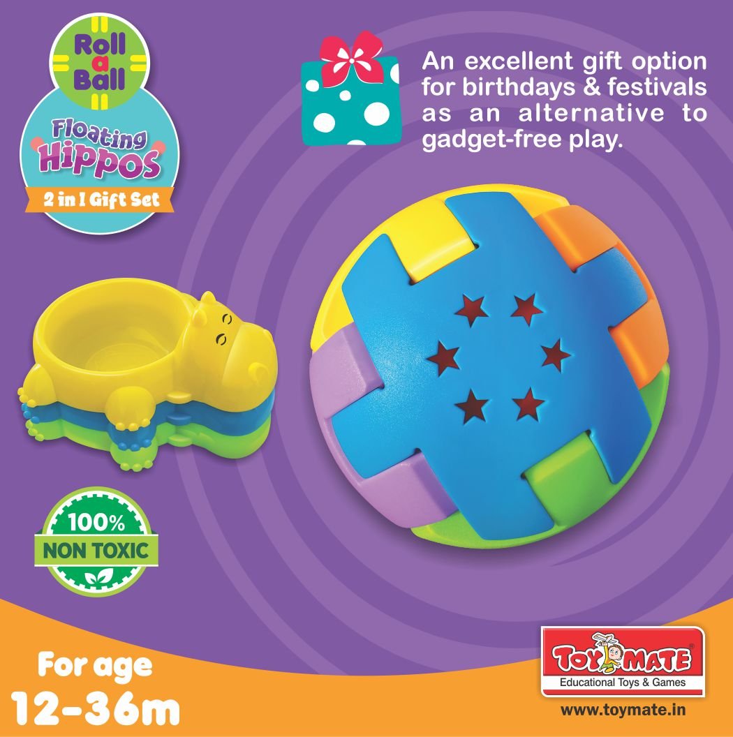 Roll-a-Ball & Floating Hippos Gift Set | Bath & Play Toys for 12–36 Months