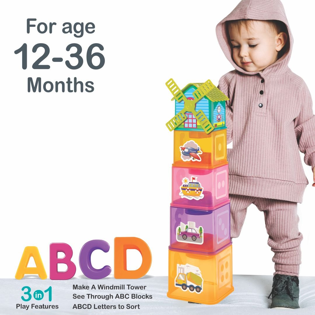 Windmill ABC Tower - Stacking & Nesting Cube for Age 12 Months & Above