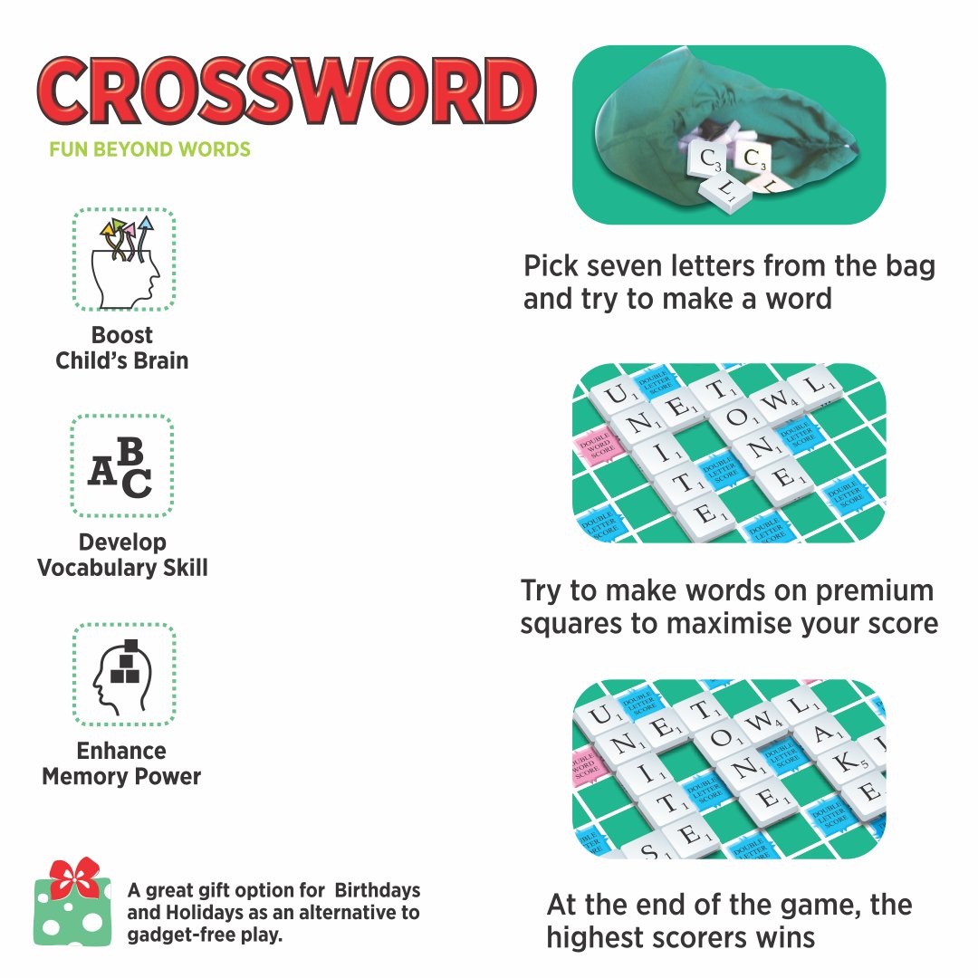 Crossword Family Board Indoor Games for Kids & Adults-A Complete Family Game