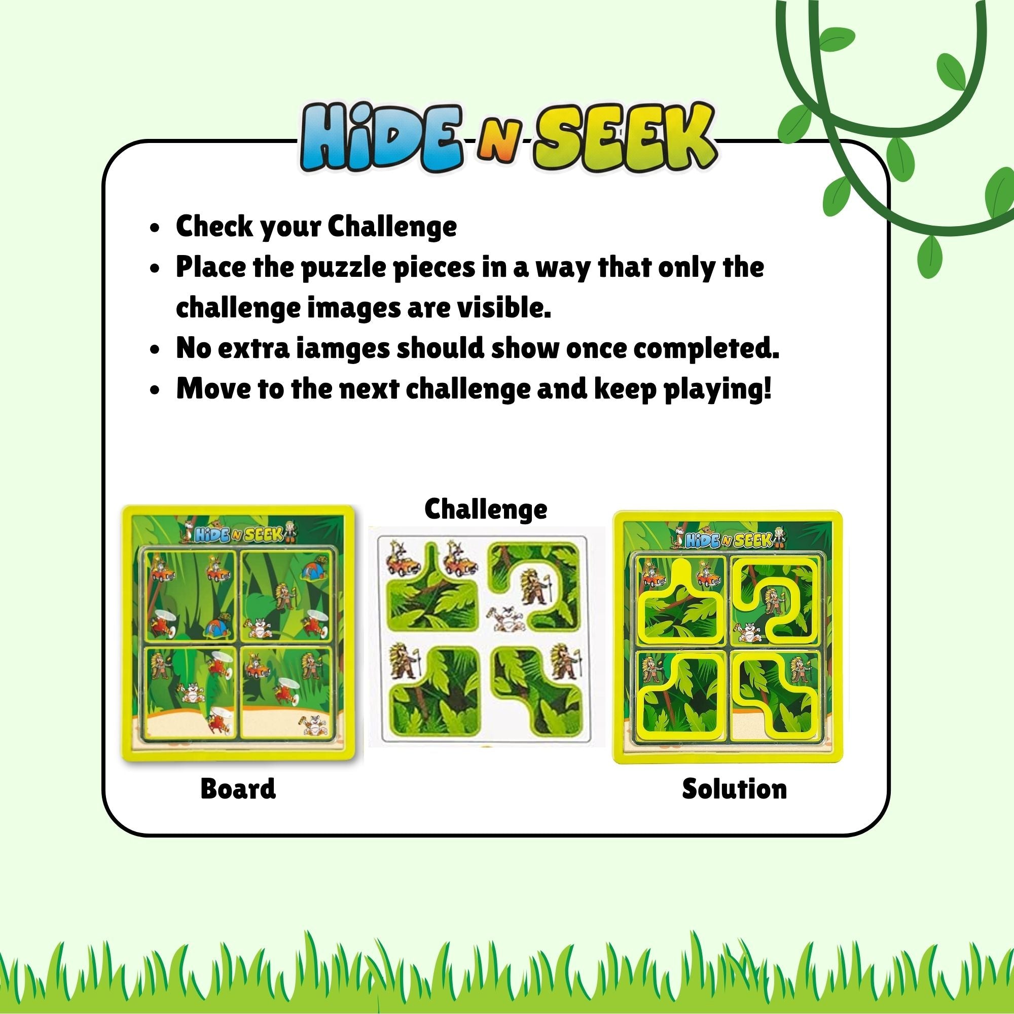 Hide N Seek Jungle A Puzzle Board Game | 48 Logic Challenges for Kids & Adults