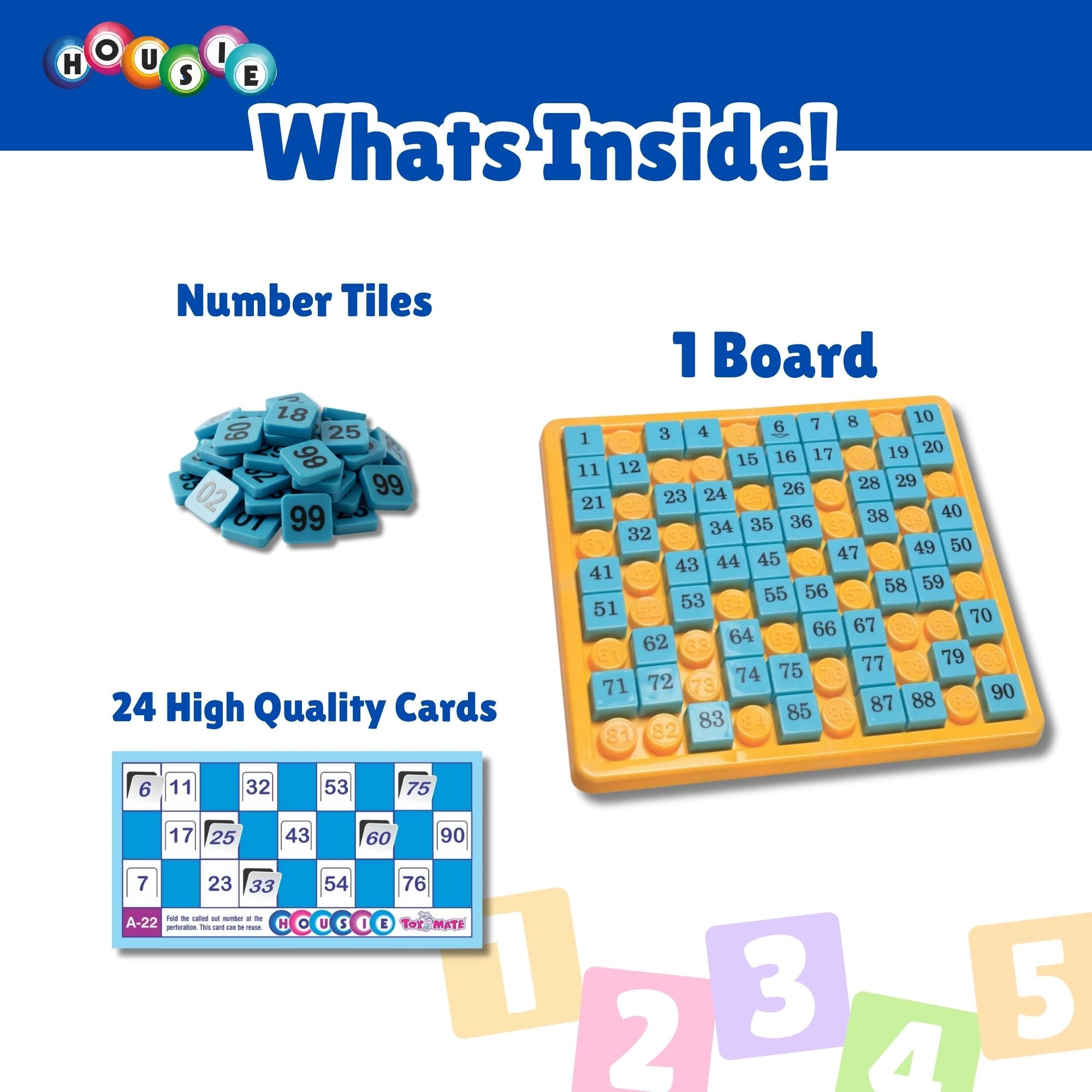 Housie 24 Reusable Cards | Classic Tambola Set for Family Fun (Ages 5+)