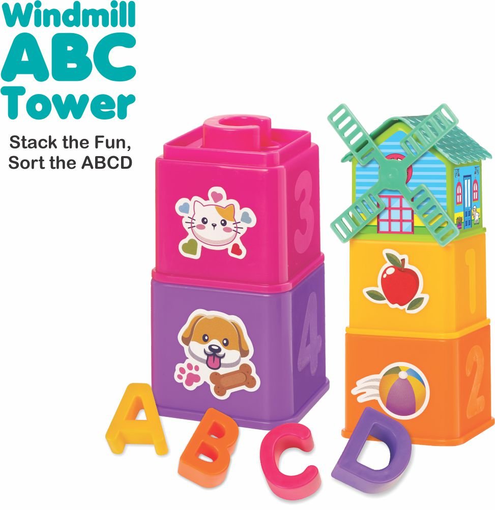 Windmill ABC Tower - Stacking & Nesting Cube for Age 12 Months & Above