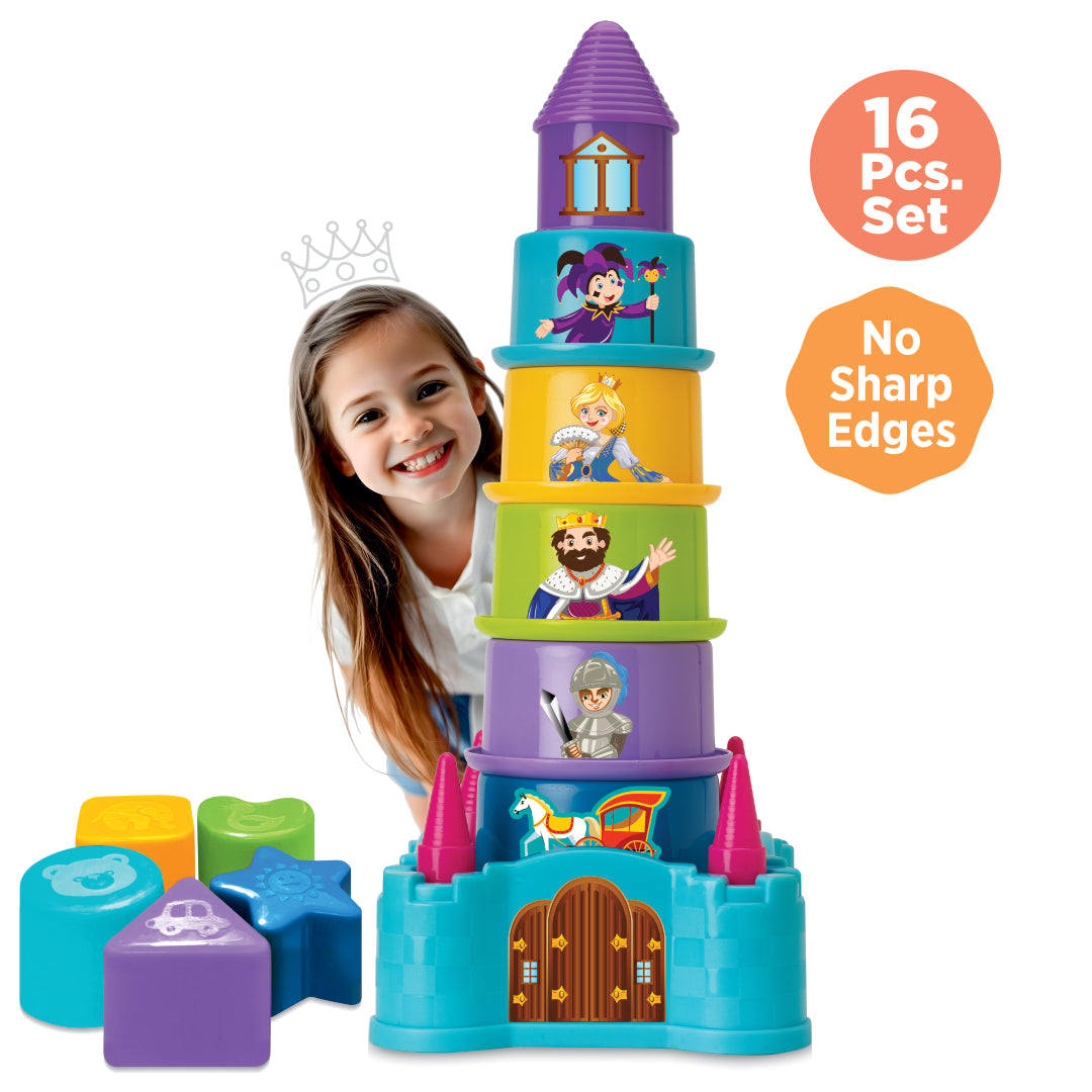 Castle Kingdom 🏰  – 3-in 1 Stack, Build & Sort Toy Set (16 Pcs)