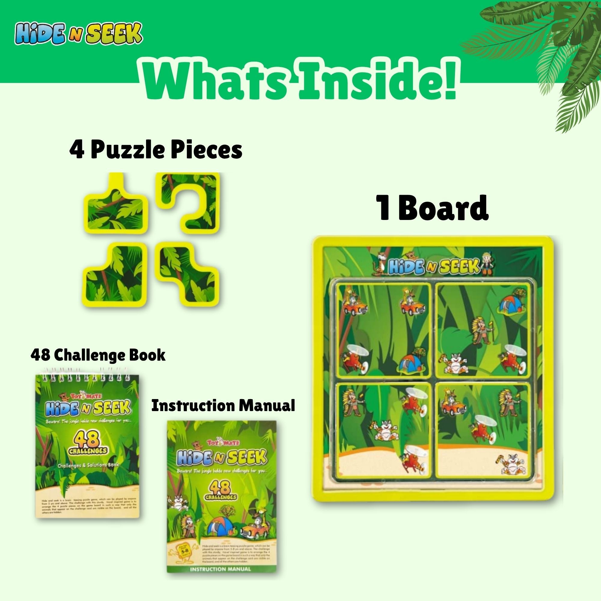Hide N Seek Jungle A Puzzle Board Game | 48 Logic Challenges for Kids & Adults
