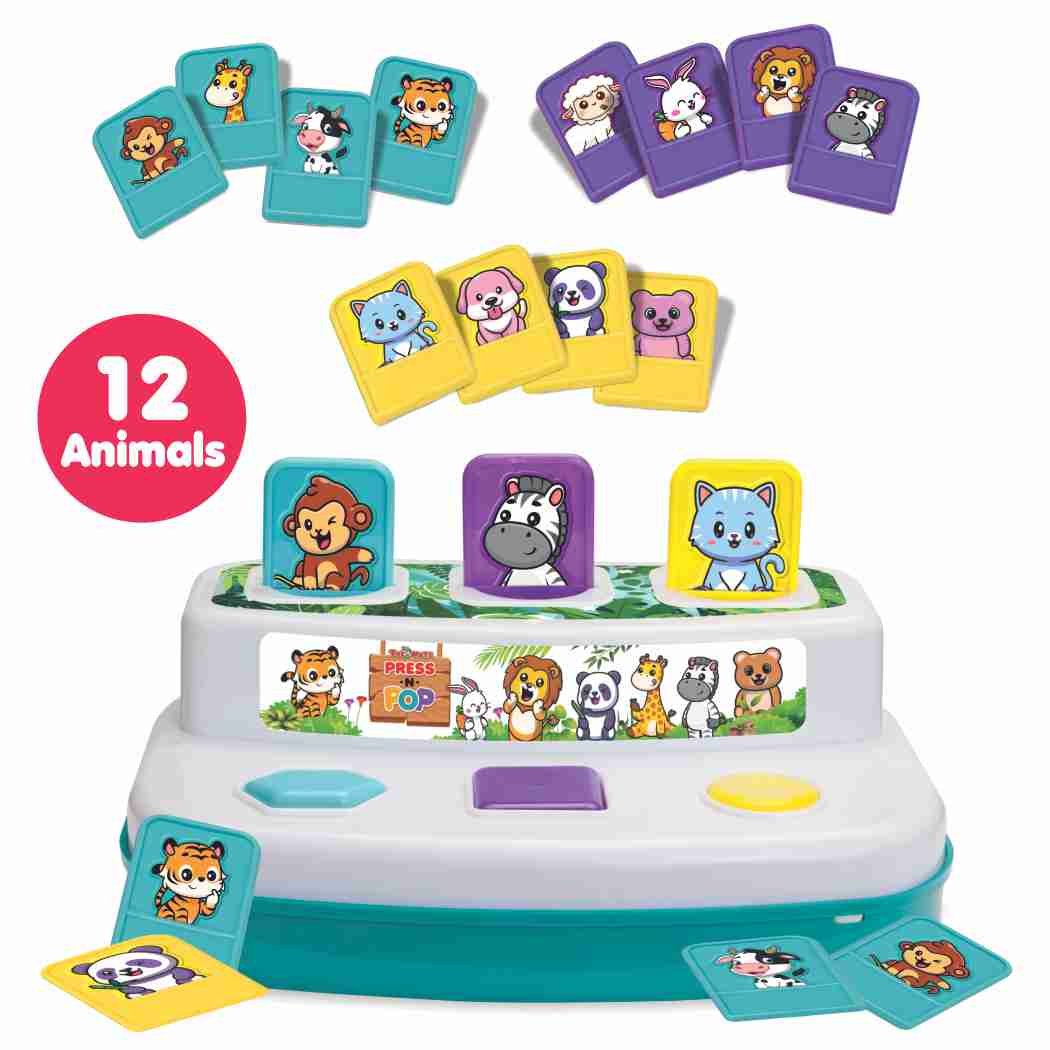 Press and Pop - A 2 in 1 animals and 3 colourful balls pop up learning educational toy