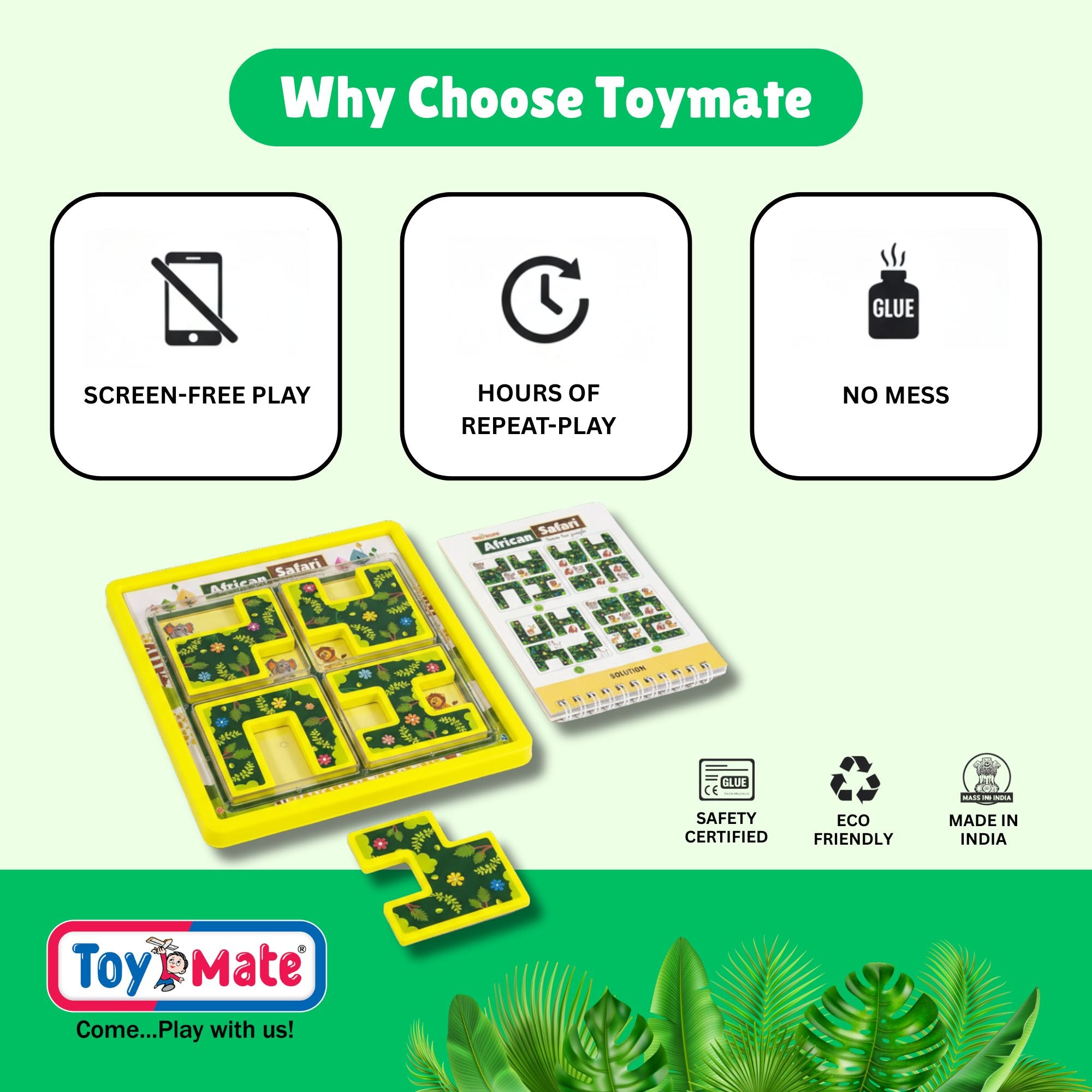 African Safari Logic Puzzle Game | 132 Challenges | 5-Piece Puzzle Set | Brain Teaser for Kids