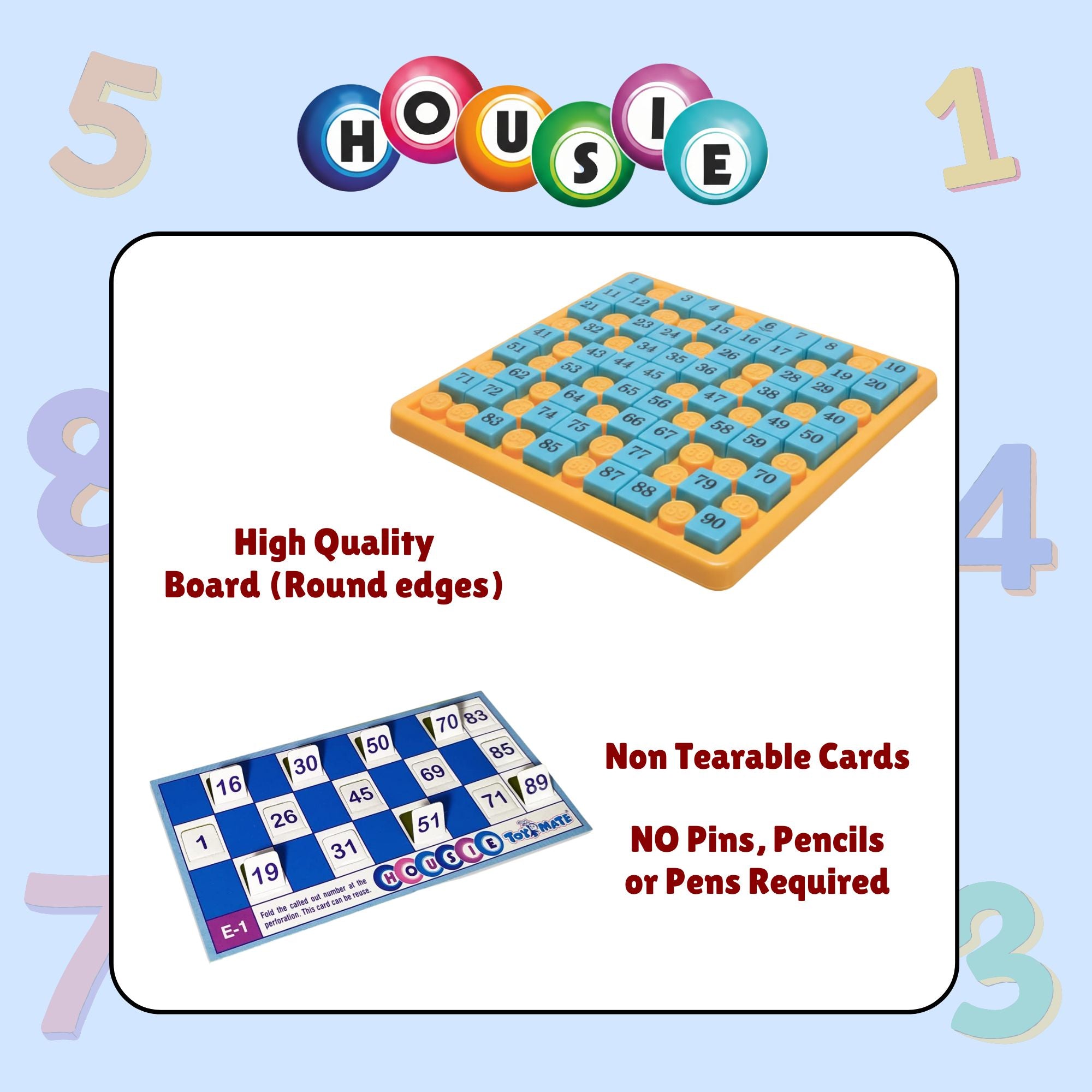 Housie 24 Reusable Cards | Classic Tambola Set for Family Fun (Ages 5+)