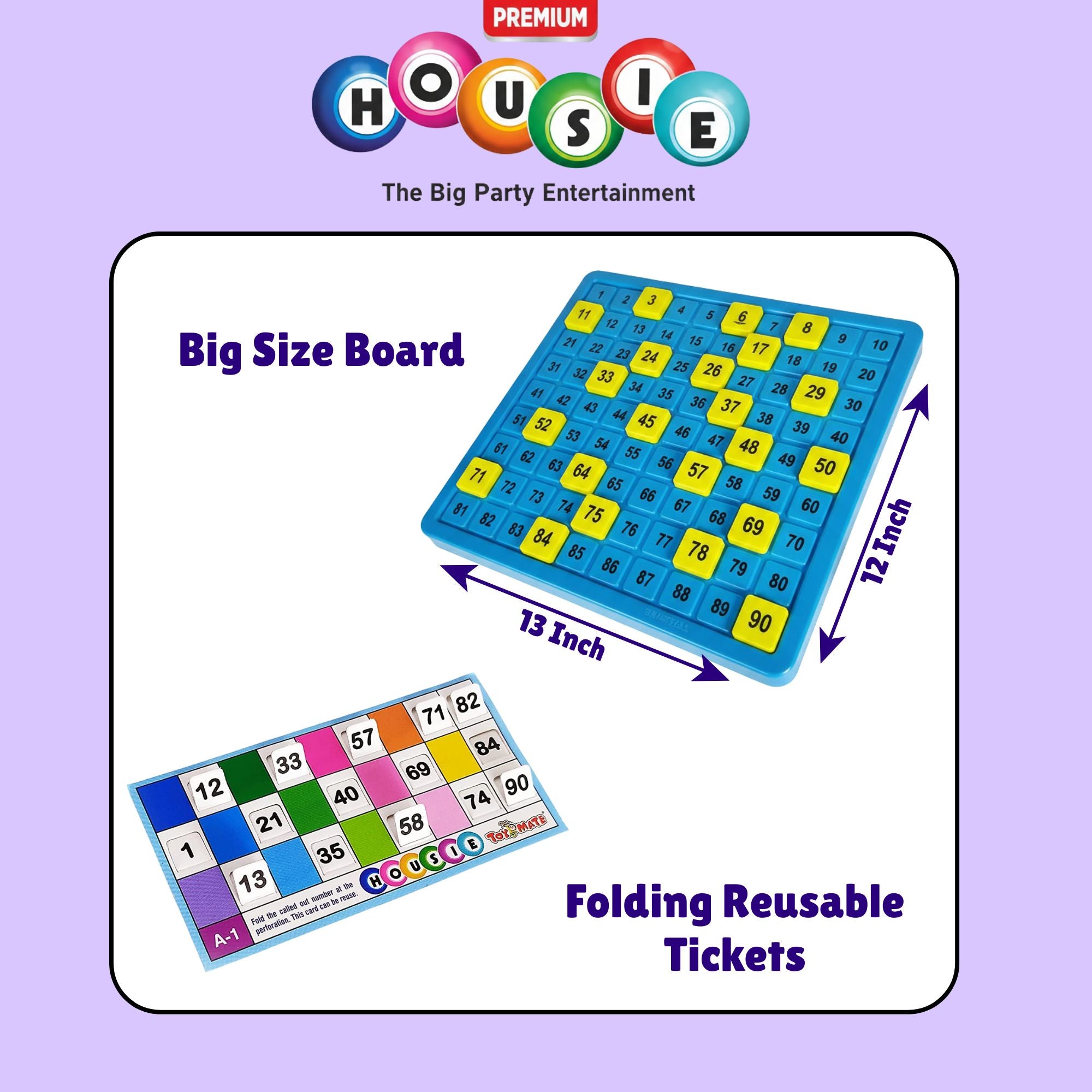 Premium Housie – The Big Party Entertainment | Jumbo Housie Game with Reusable Cards & Big Board