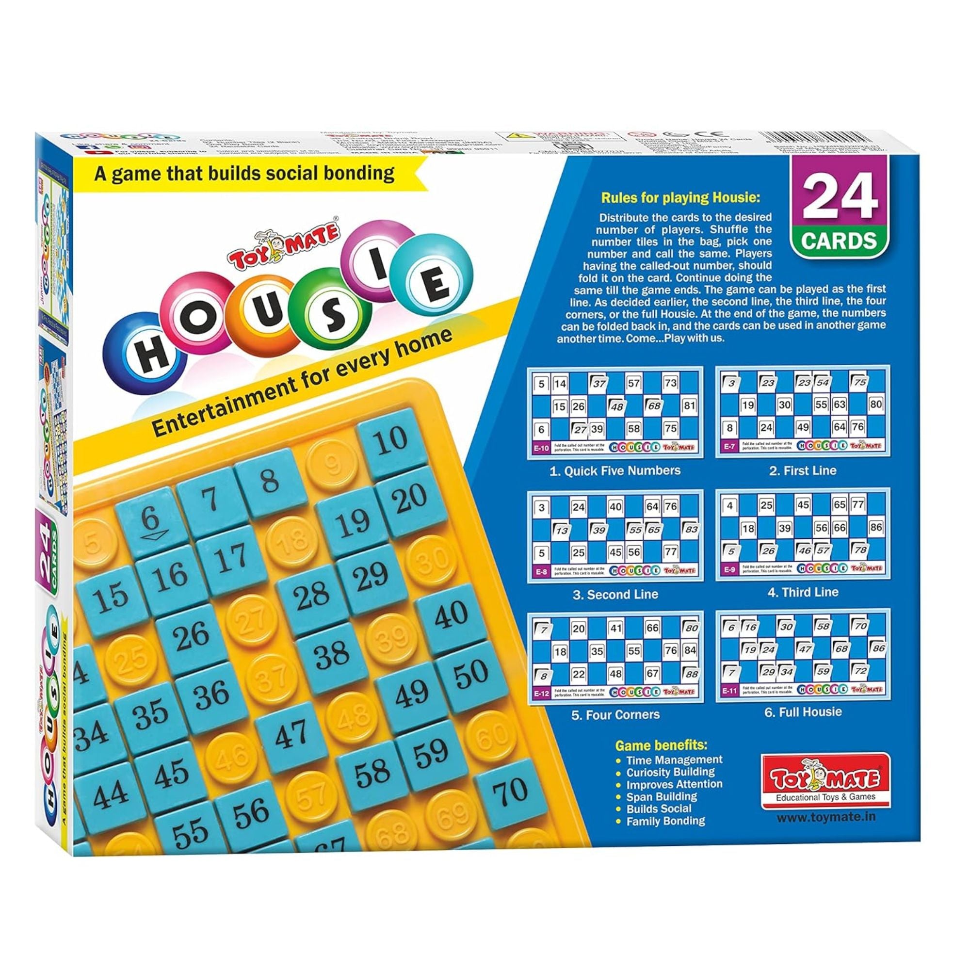 Housie 24 Reusable Cards | Classic Tambola Set for Family Fun (Ages 5+)