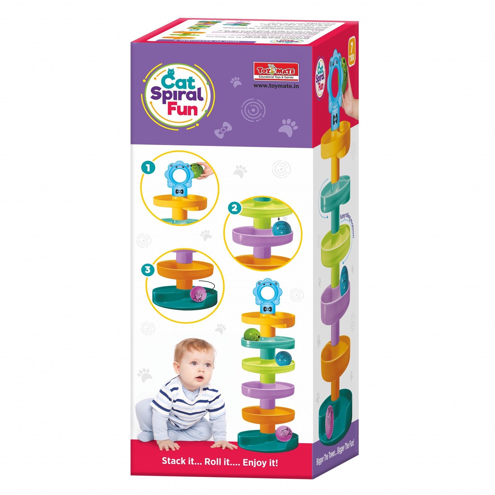 Cat Spiral Fun – 7-Tier Rolling Ball Tower for Toddlers (12+ Months)