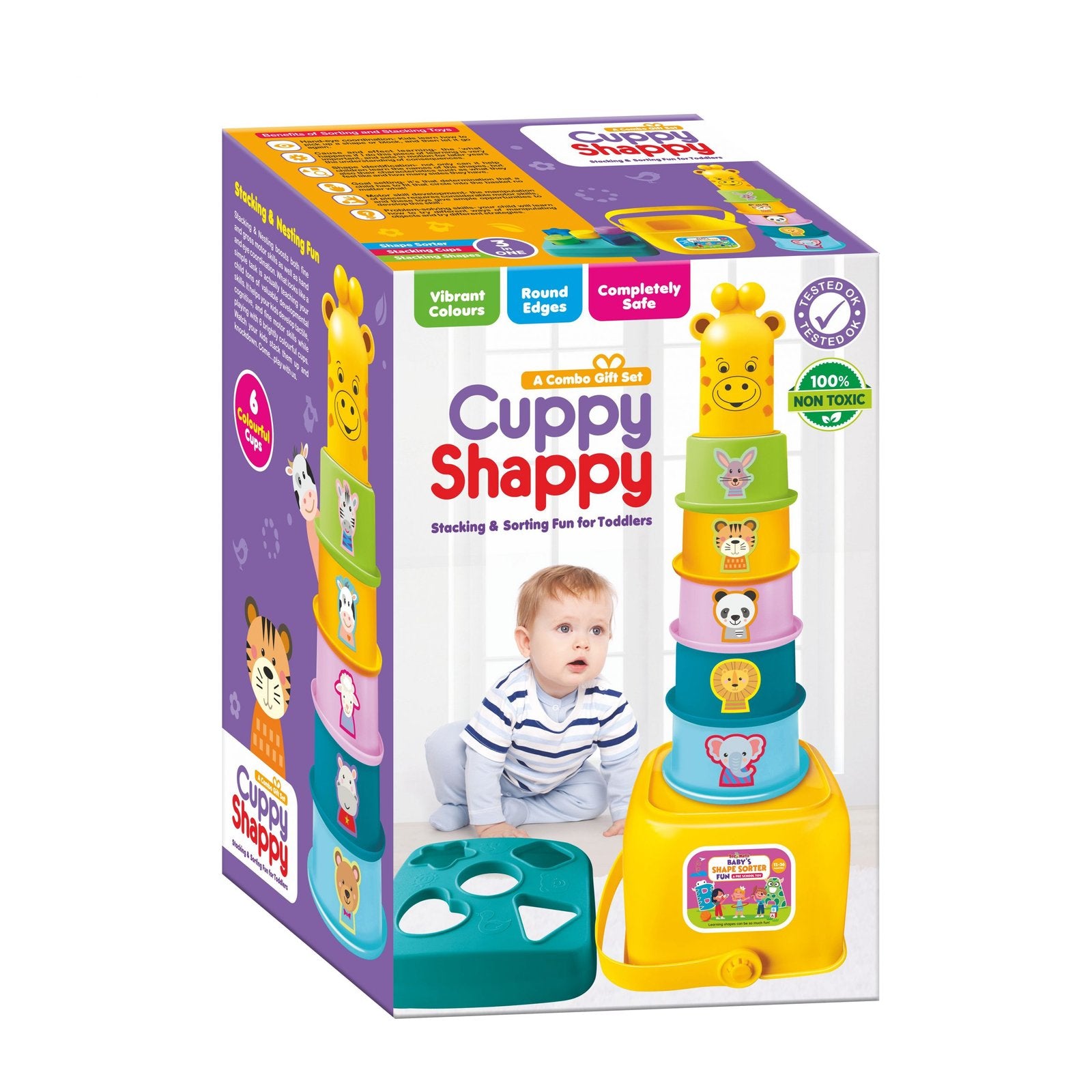 Cuppy Shappy – 3-in-1 Stacking &amp; Sorting Fun for Toddlers (12-36 Months)