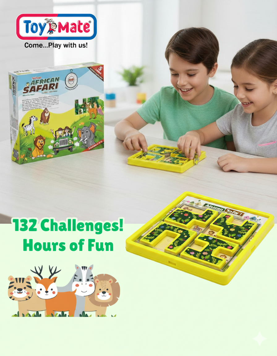 African Safari Logic Puzzle Game | 132 Challenges | 5-Piece Puzzle Set | Brain Teaser for Kids