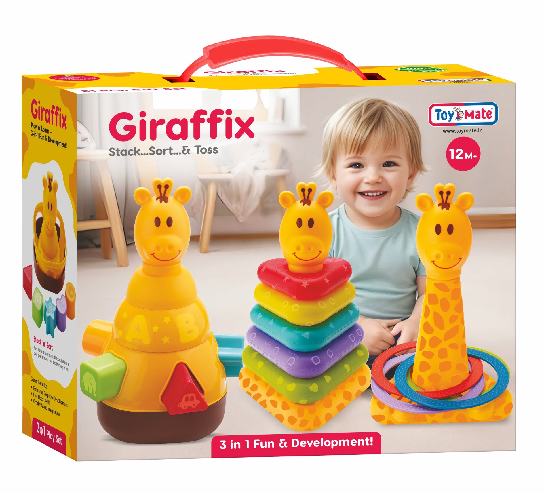 Giraffix – 3-in-1 Stack, Sort & Toss Toy for Toddlers (12M+)