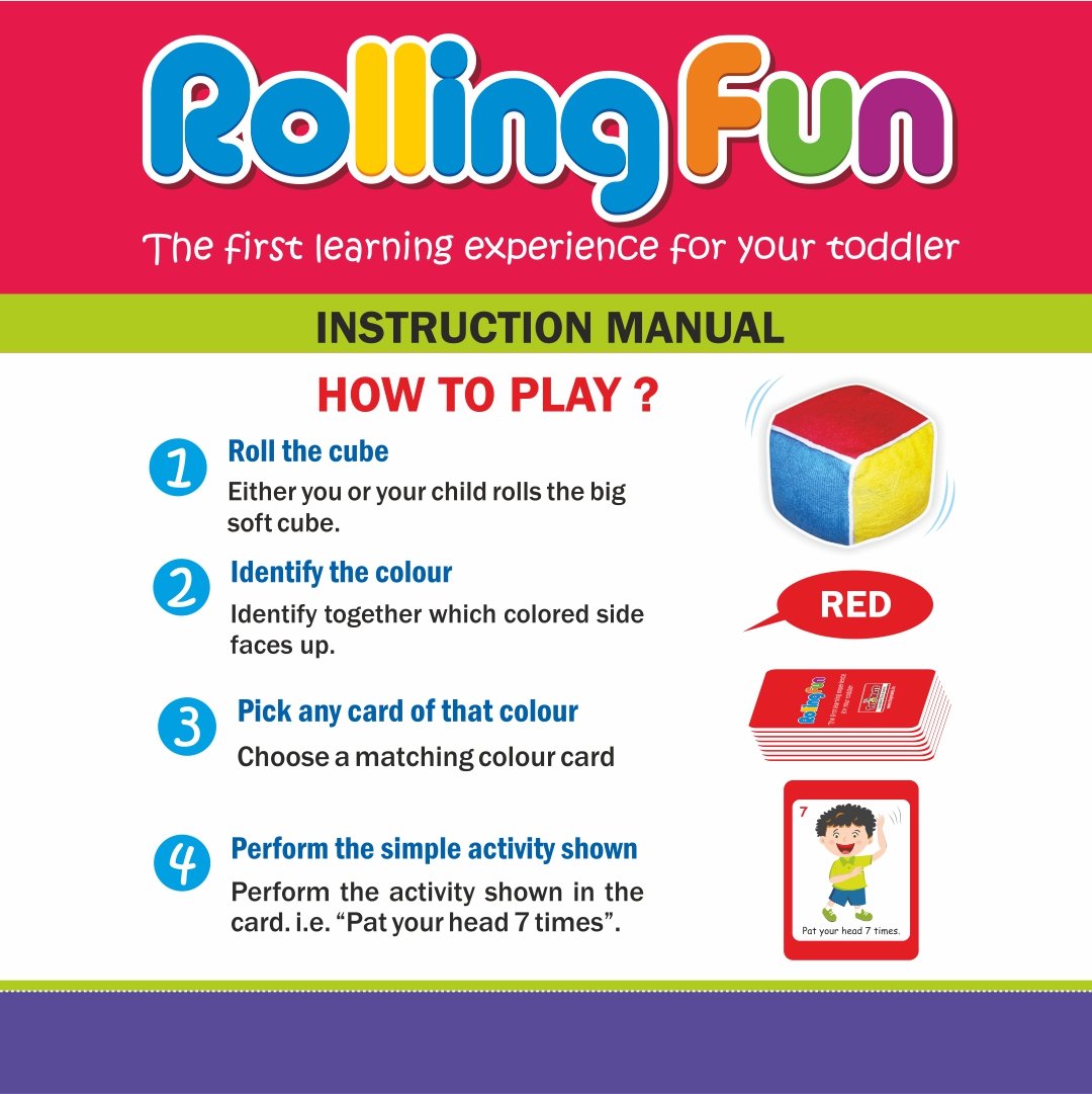 Rolling Fun – The Ultimate Learning Cube & Activity Cards Set for Toddlers 48 Cards | 6 Color Categories