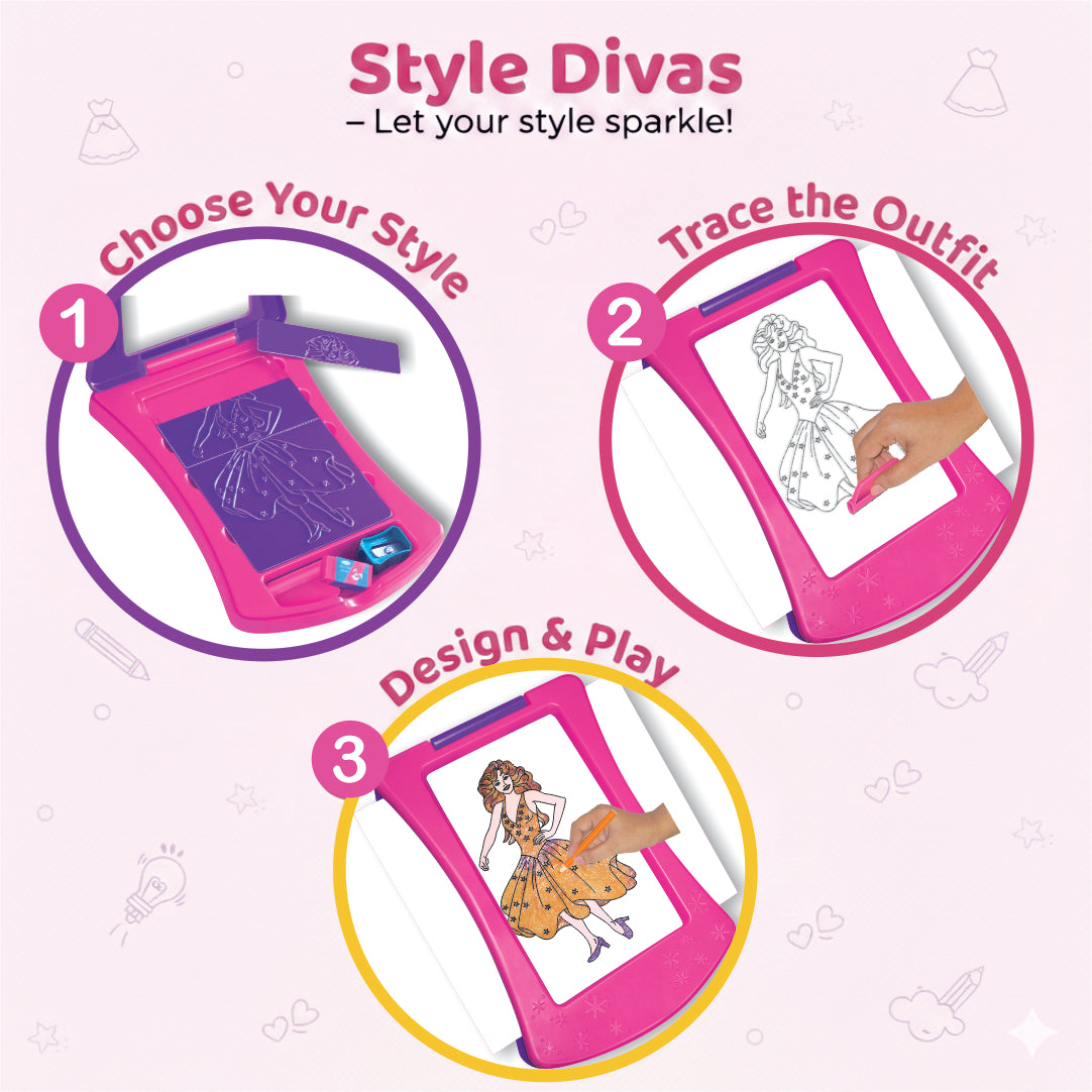 Fashion Parade – Style Divas & Tracing Trends Combo | Fashion Design Tracing Kit for Girls (Ages 5+)