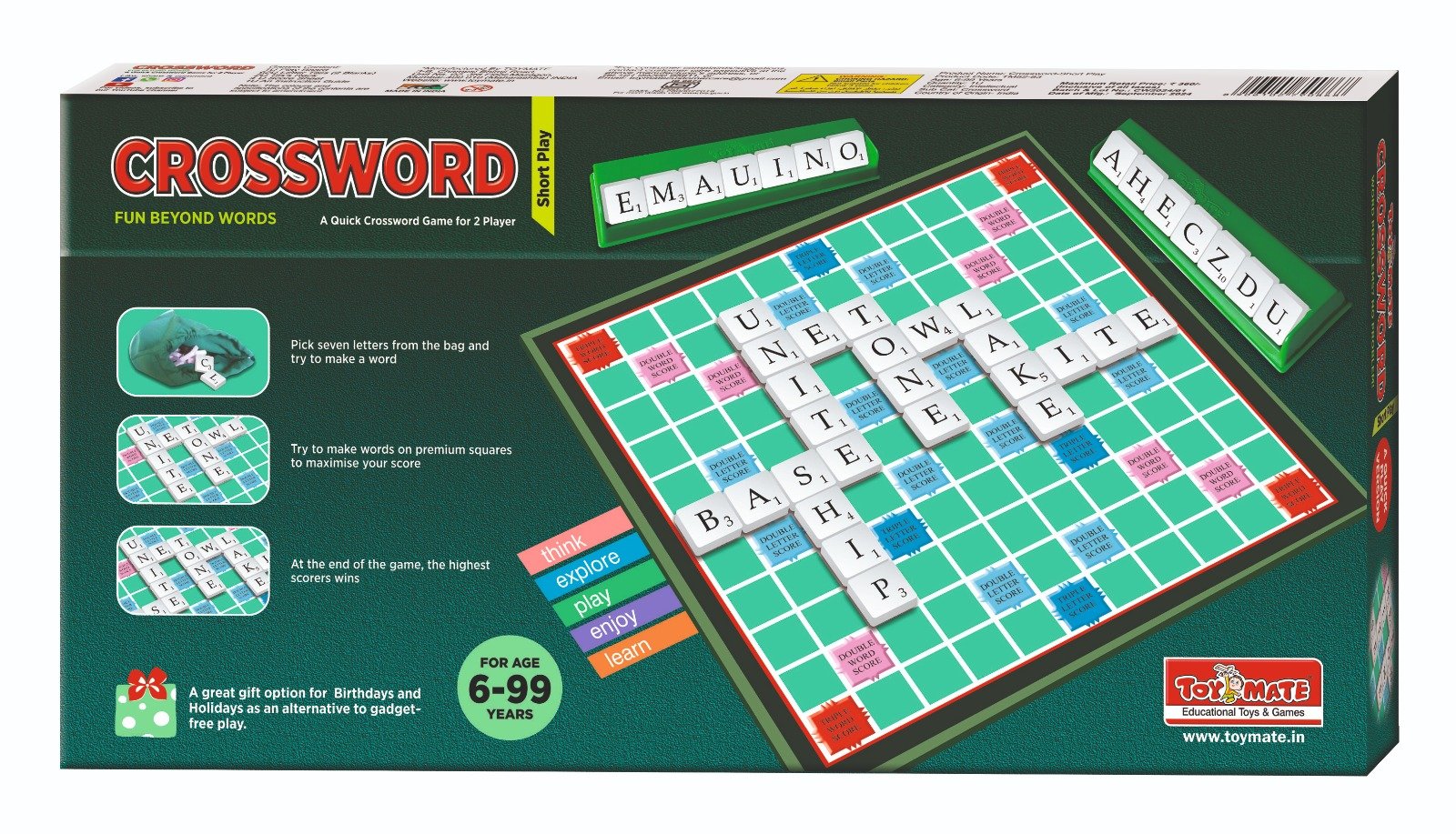 Crossword Family Board Indoor Games for Kids & Adults-A Complete Family Game