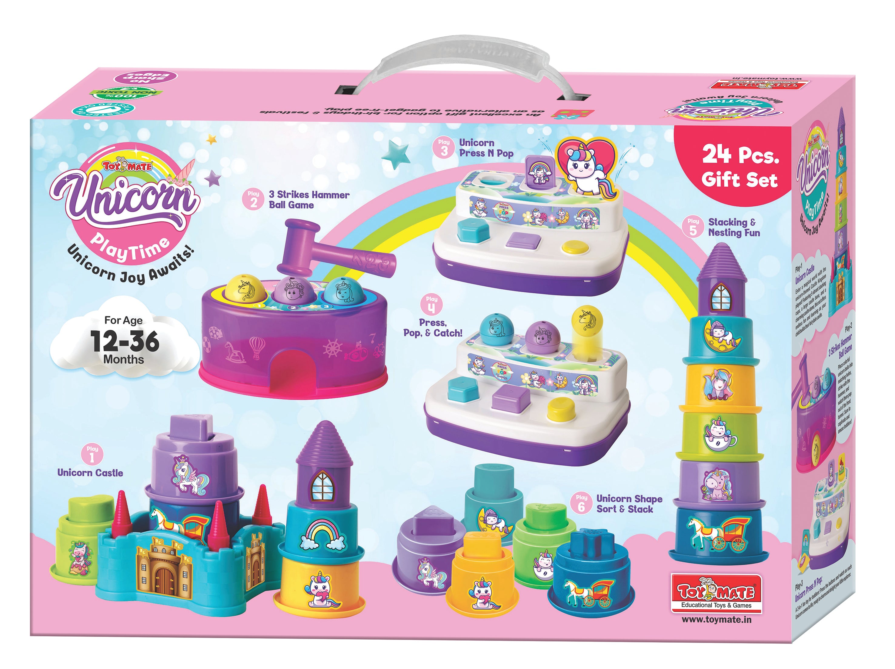Unicorn Play Time – 24 Pcs Educational Toy Gift Set for Toddlers (12–36 Months)