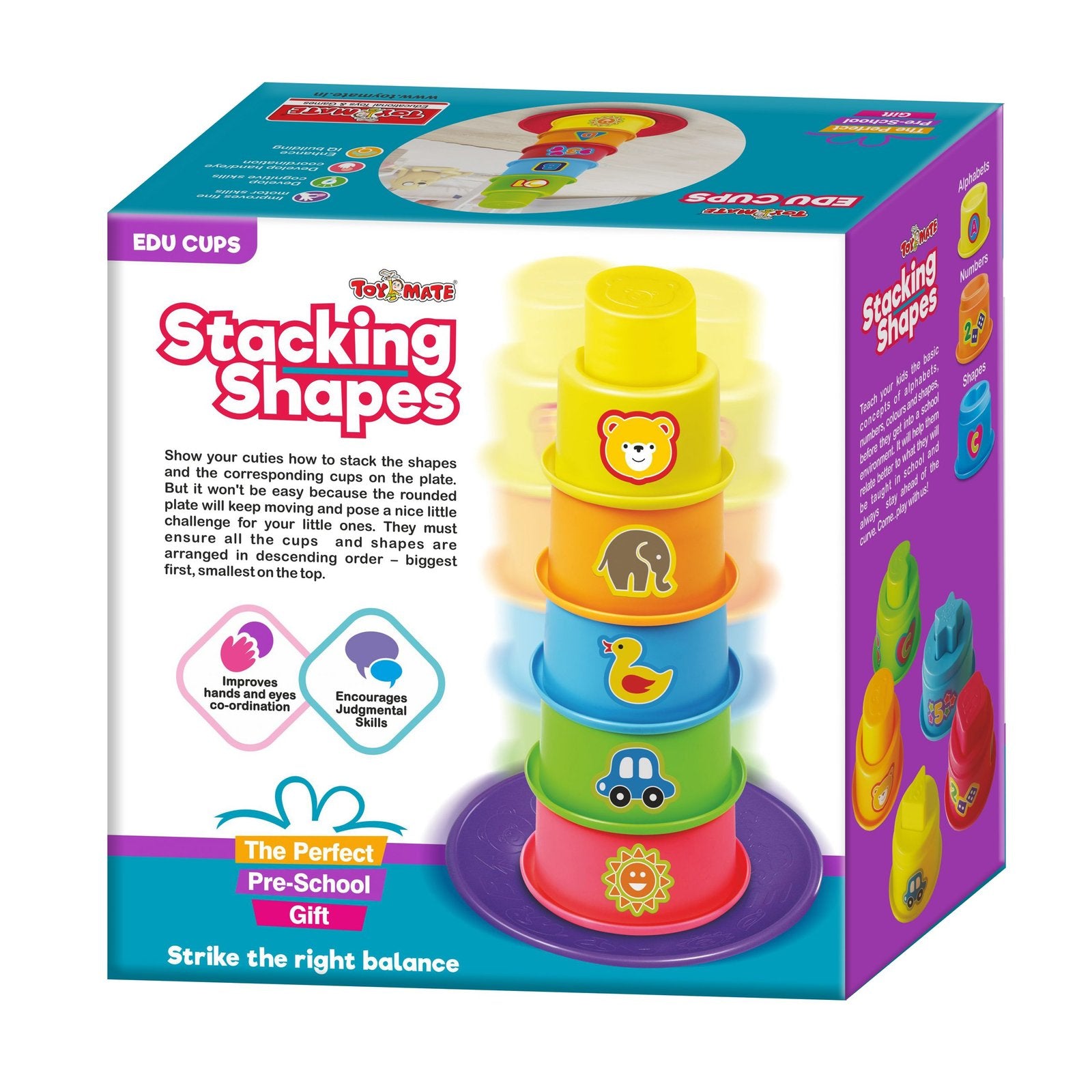 Stacking Shapes EDU Cups | Color & Shape Sorting Toy for Toddlers