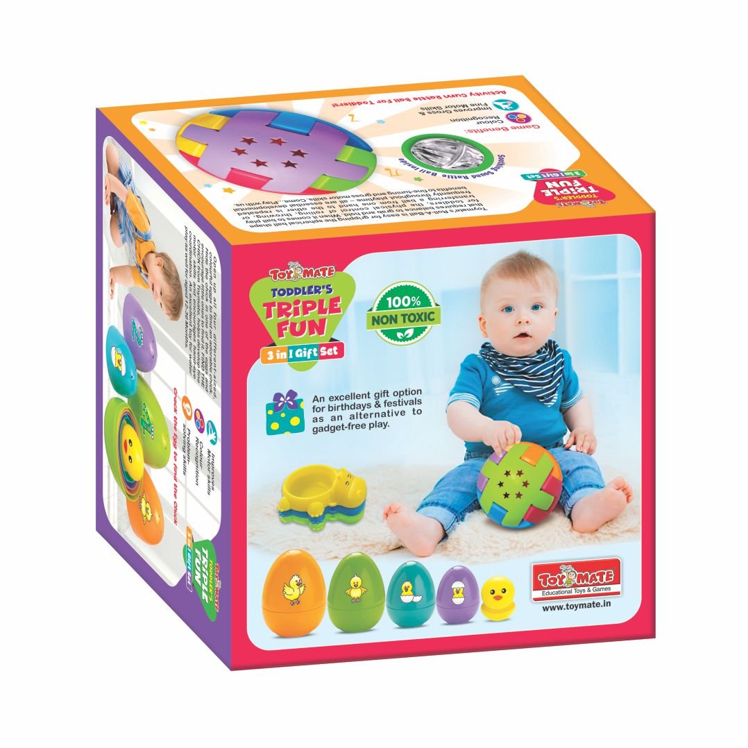 Toddler’s Triple Fun – 3-in-1 Gift Set | Educational Baby Toy Set for Kids Aged 12-36 Months